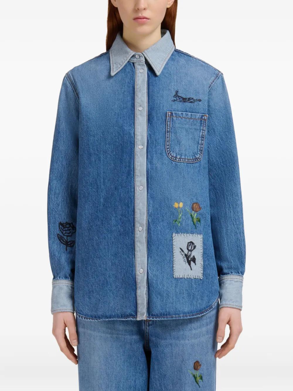 MARNI Embroidered Denim Shirt for Women - FW25