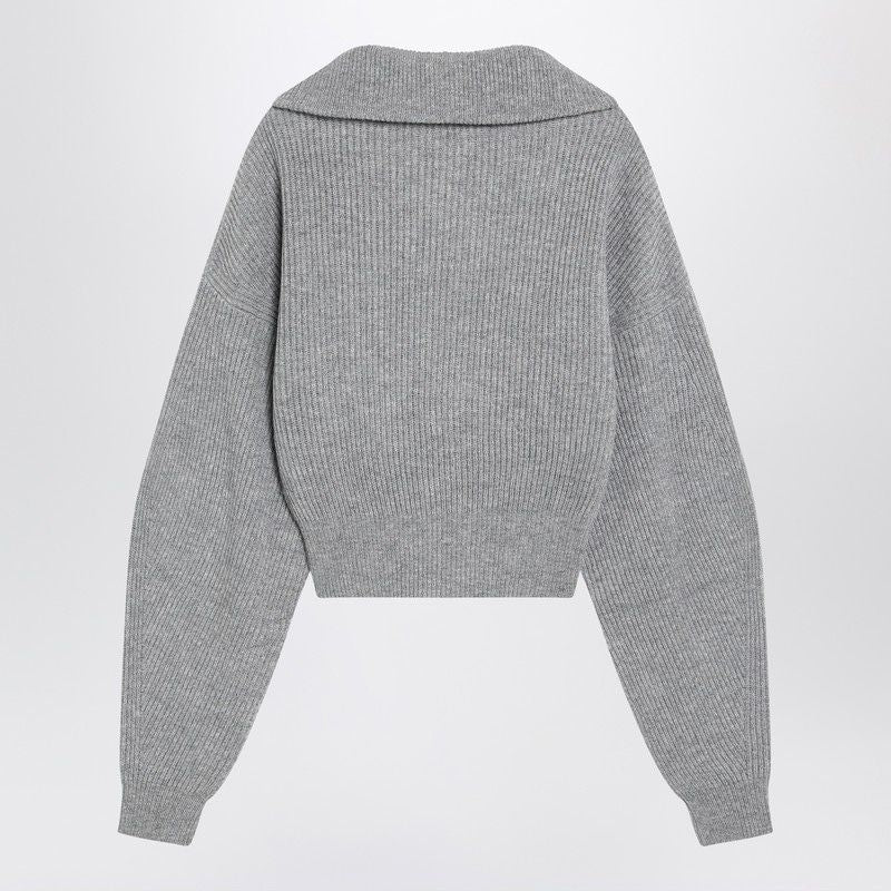 MAX MARA SPORTMAX Wool and Cashmere Zip-Up Cardigan with Balloon Sleeves