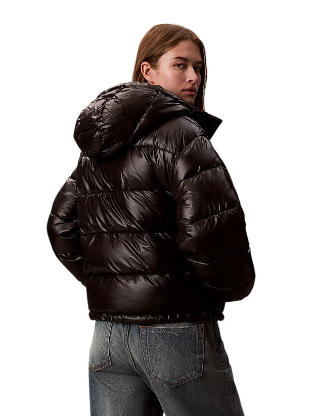 CALVIN KLEIN Glossy Hooded Down Jacket for Women - Relaxed Fit
