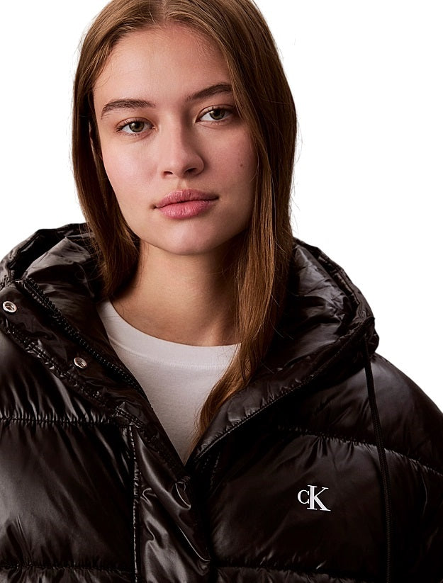 CALVIN KLEIN Glossy Hooded Down Jacket for Women - Relaxed Fit