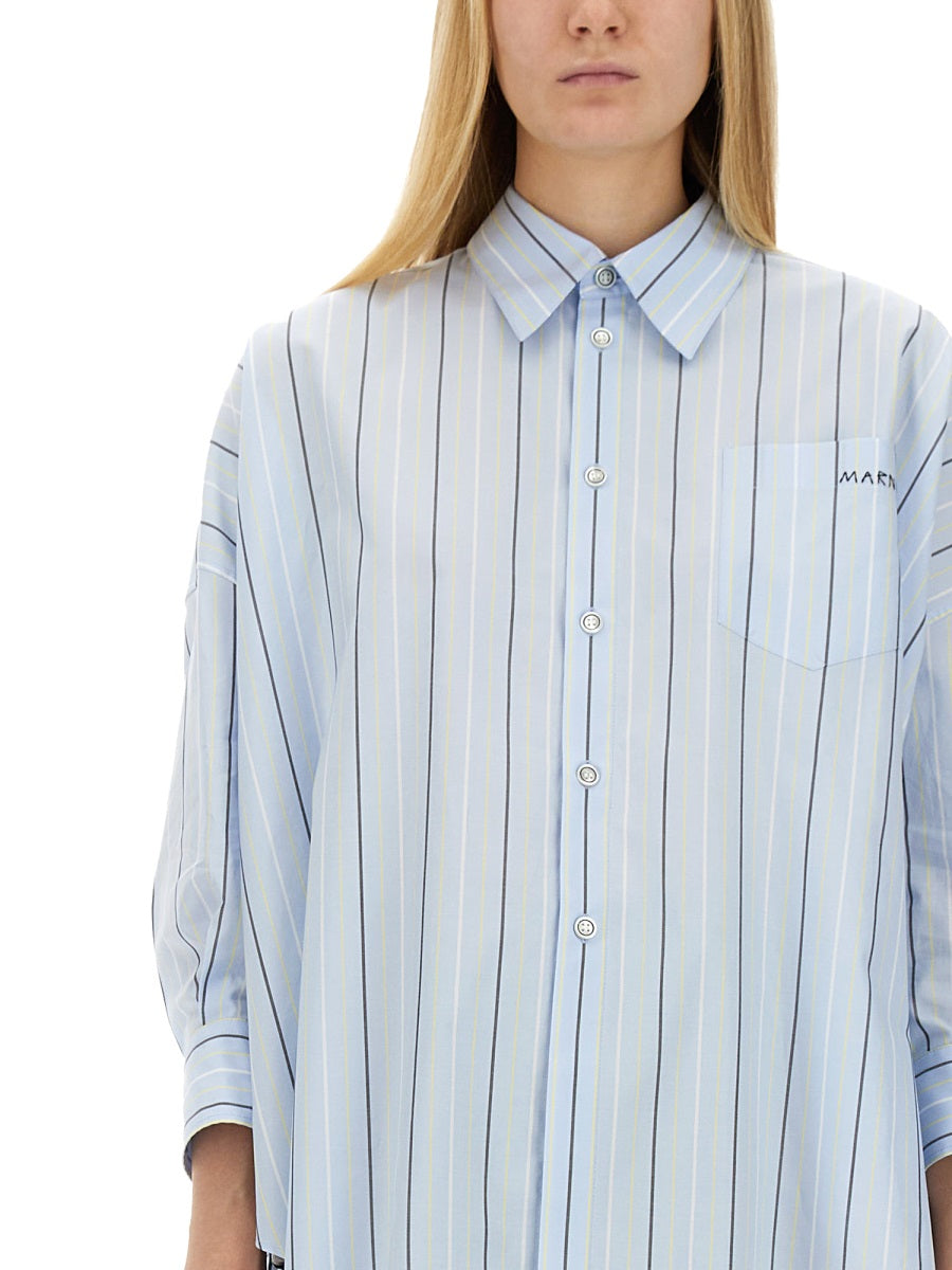 MARNI Asymmetrical Striped Oversized Shirt - Size 40