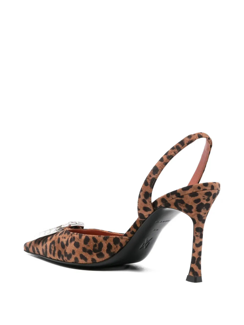 AMINA MUADDI Leopard Print Slingback Pumps with Mirrored Accessory - 90mm Heel