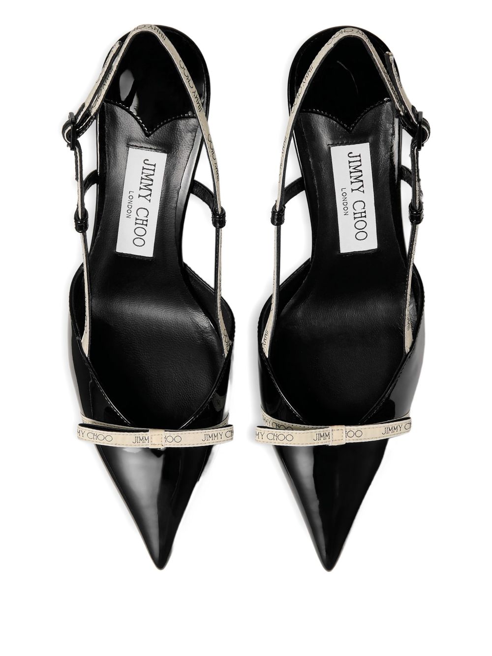 JIMMY CHOO Women's Patent Leather Pumps with Slingback Strap and Mid Tapered Heel