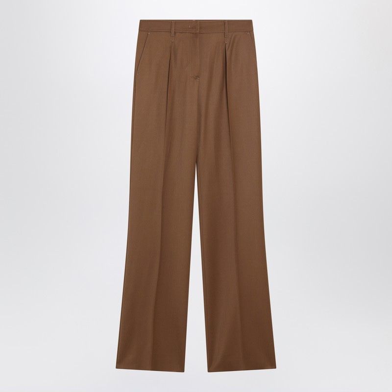 MAX MARA Wool Gabardine Trousers with High-Waisted Design