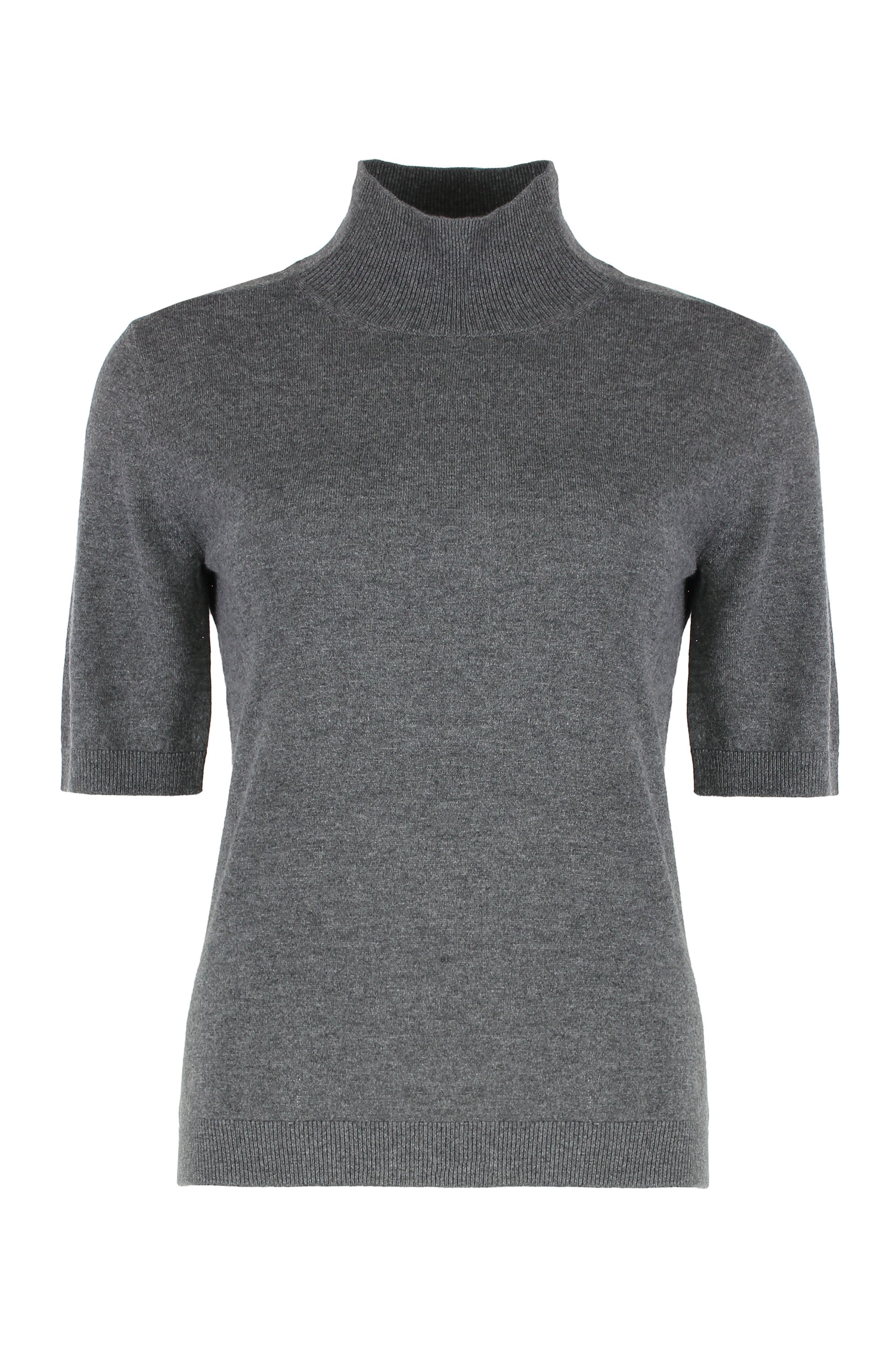 S MAX MARA High Collar Short Sleeve Wool Sweater