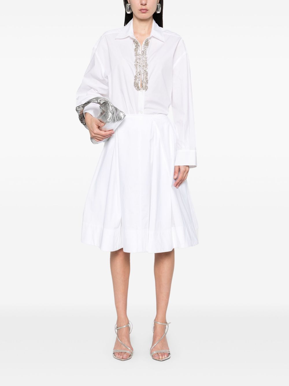 PINKO Chic Women's Button-Up Cotton Shirt with Wingtip Collar