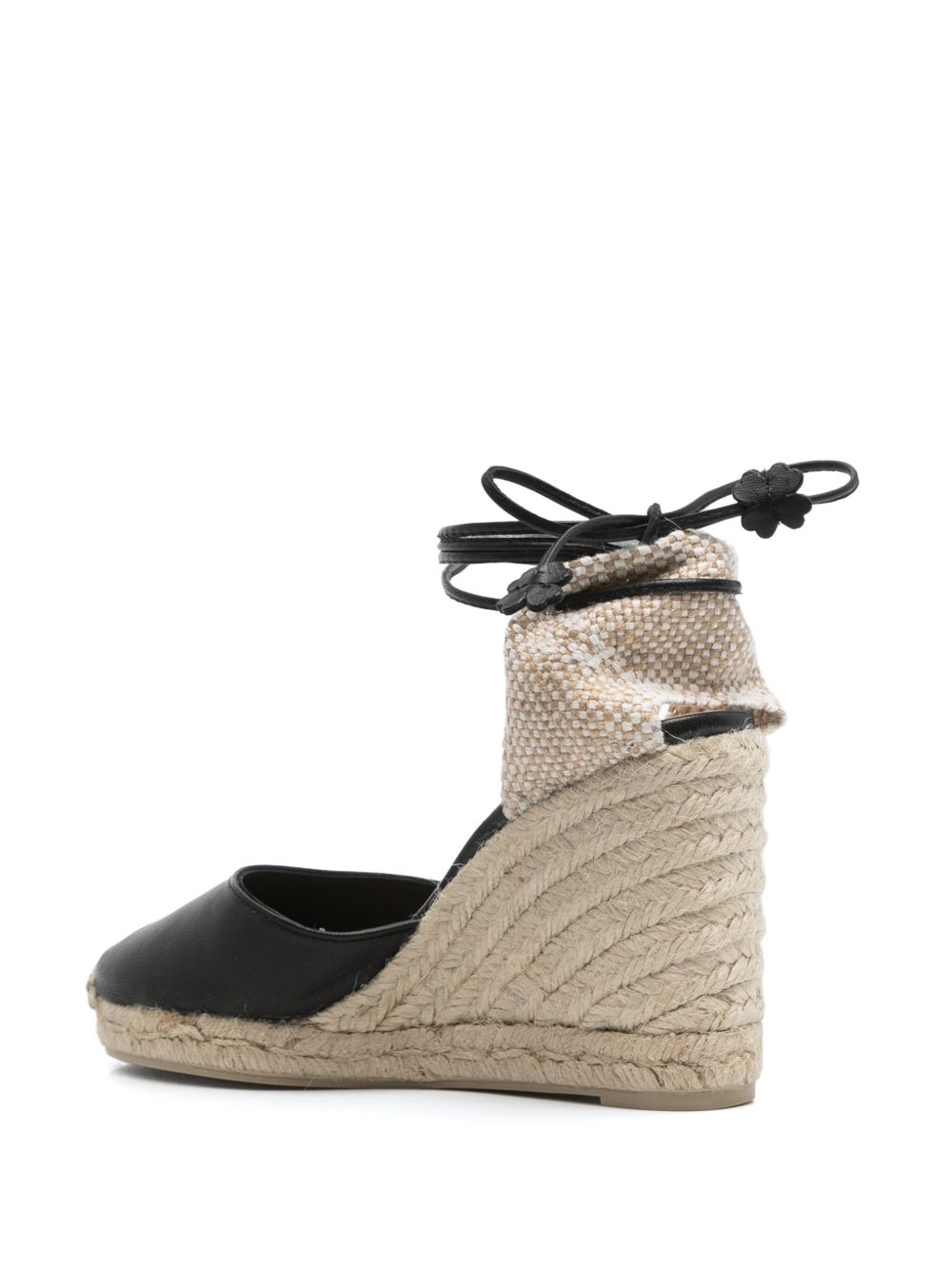 CASTAÑER High Wedge Leather Espadrilles with Tie-Fastening Ankle Strap