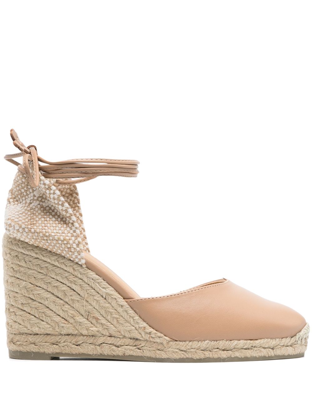 CASTAÑER High Wedge Tie-Fastening Leather Espadrilles for Women