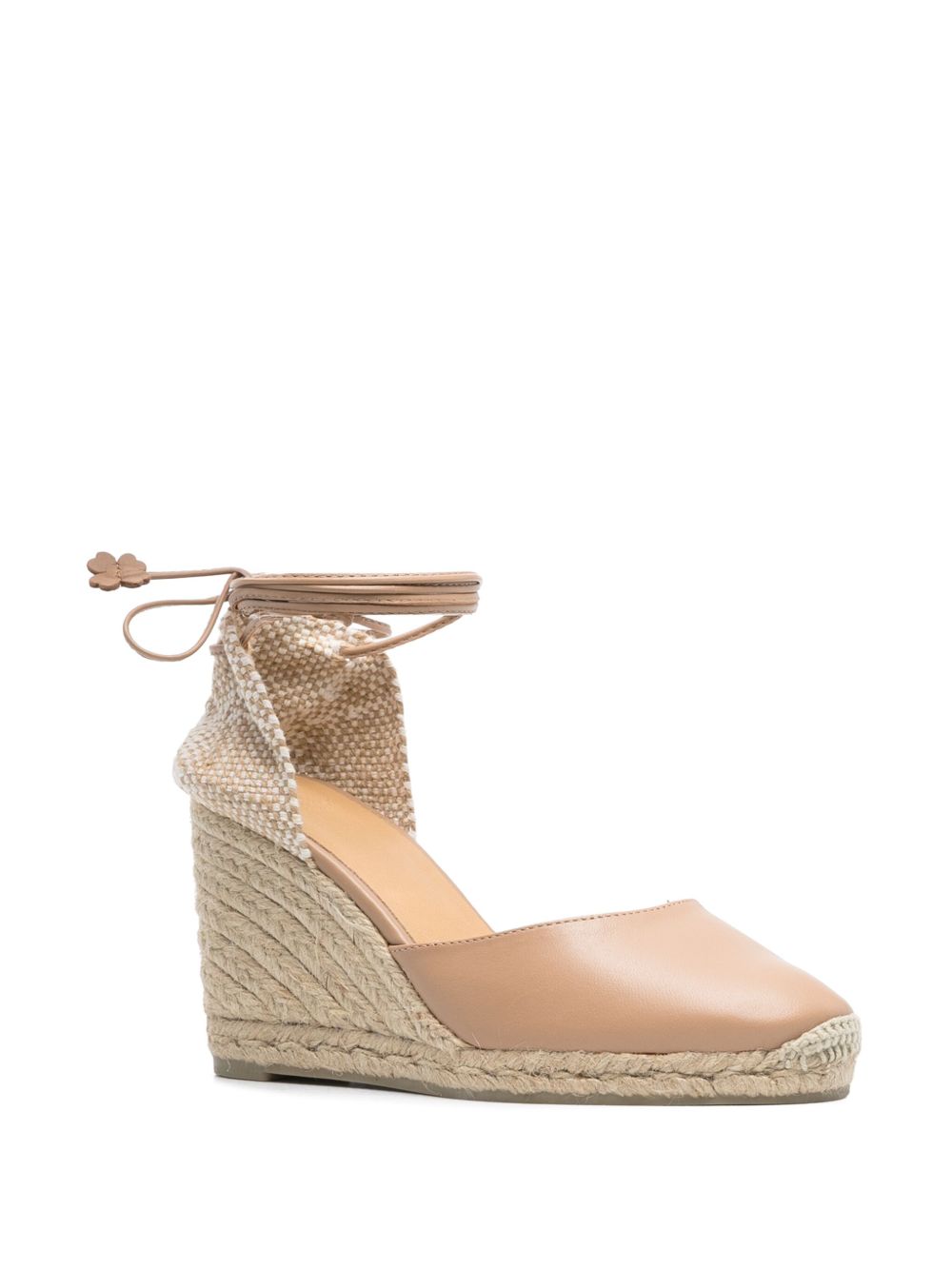 CASTAÑER High Wedge Tie-Fastening Leather Espadrilles for Women