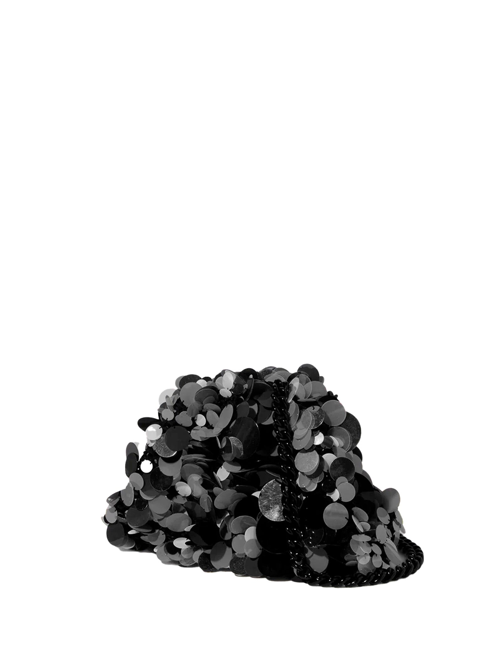 MARIA LA ROSA Mini Hand Embroidered Fabric Clutch with Maxi Sequins