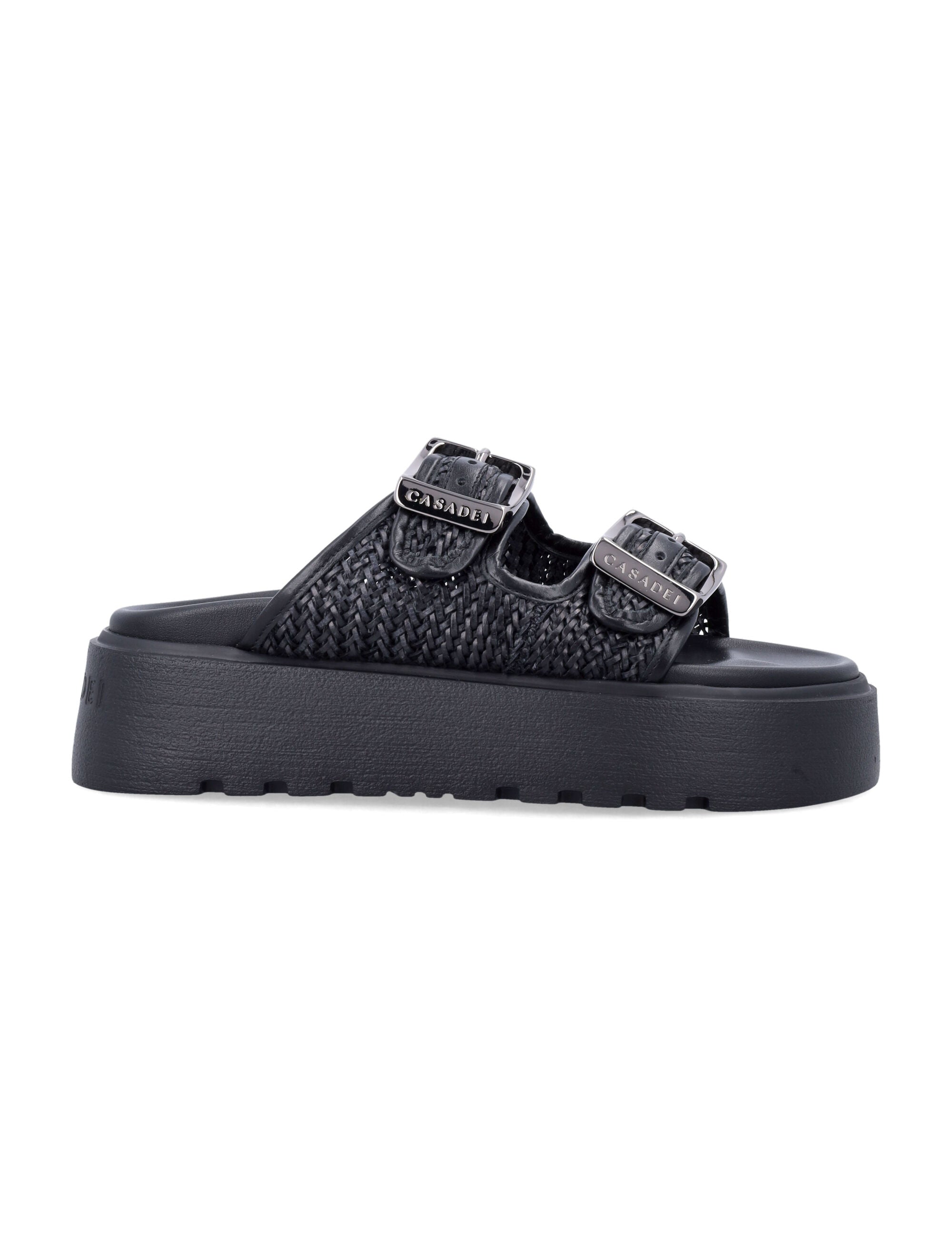 CASADEI Hanoi Slide Sandals with Braided Upper and Oversized Heel