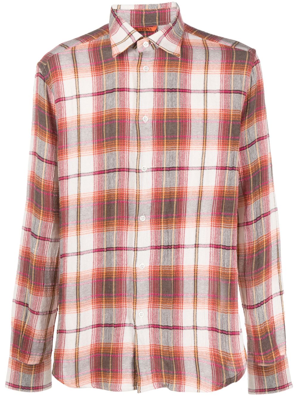 BARENA Plaid Check Cotton Blend Shirt for Men