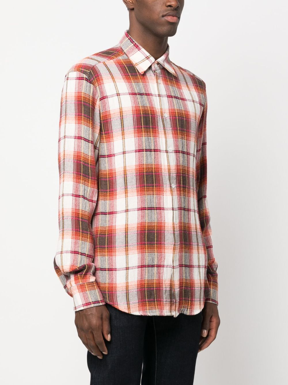 BARENA Plaid Check Cotton Blend Shirt for Men