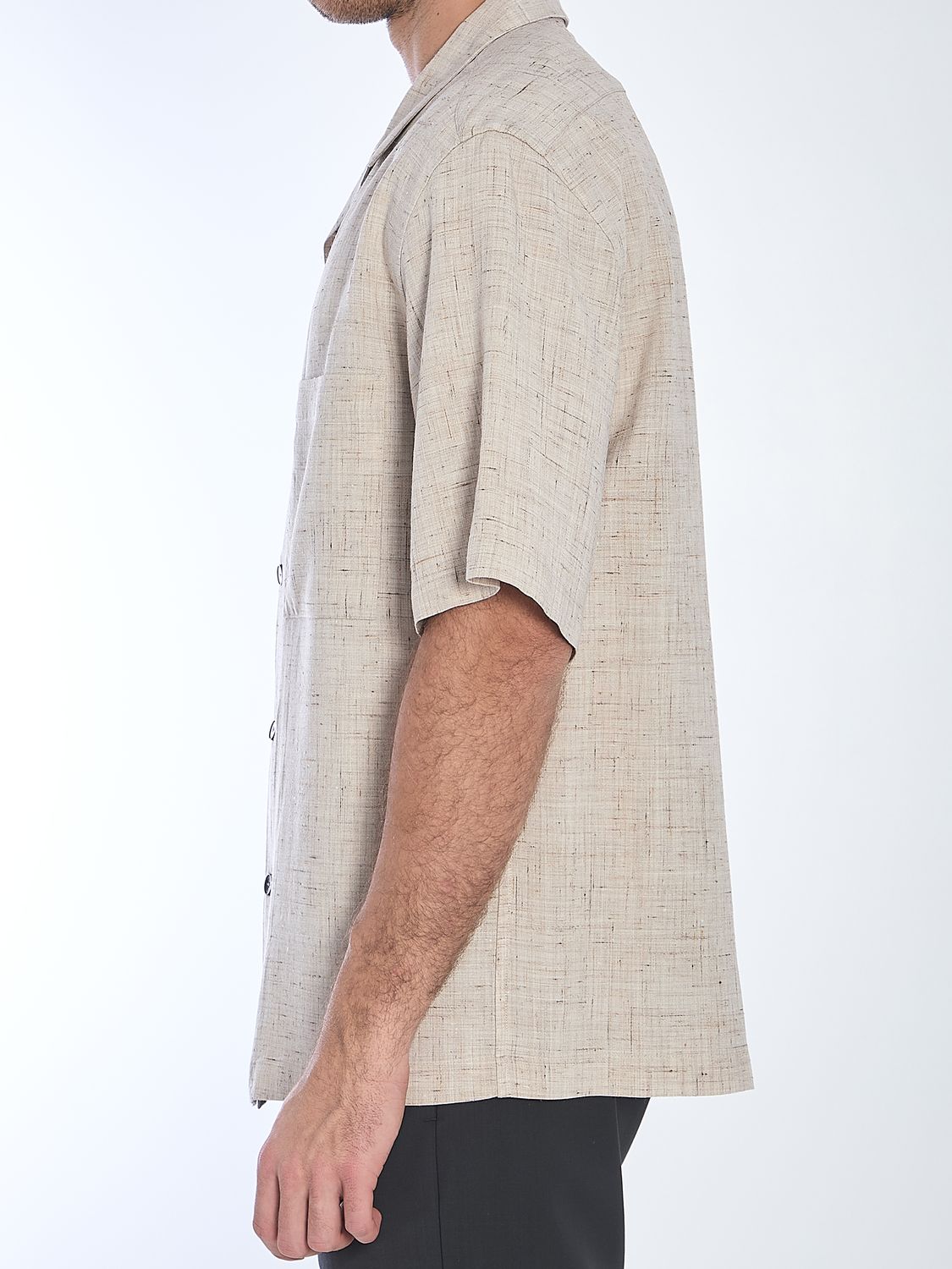 BARENA Textured Relaxed Fit Shirt with Open Collar - Size 50