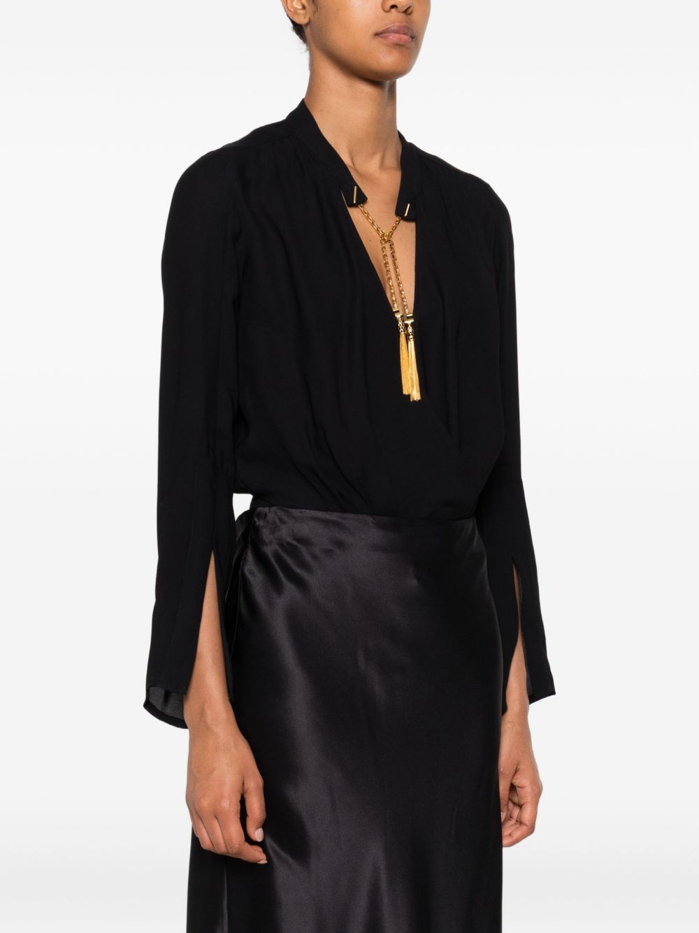 ELISABETTA FRANCHI Long-Sleeve Embellished Bodysuit