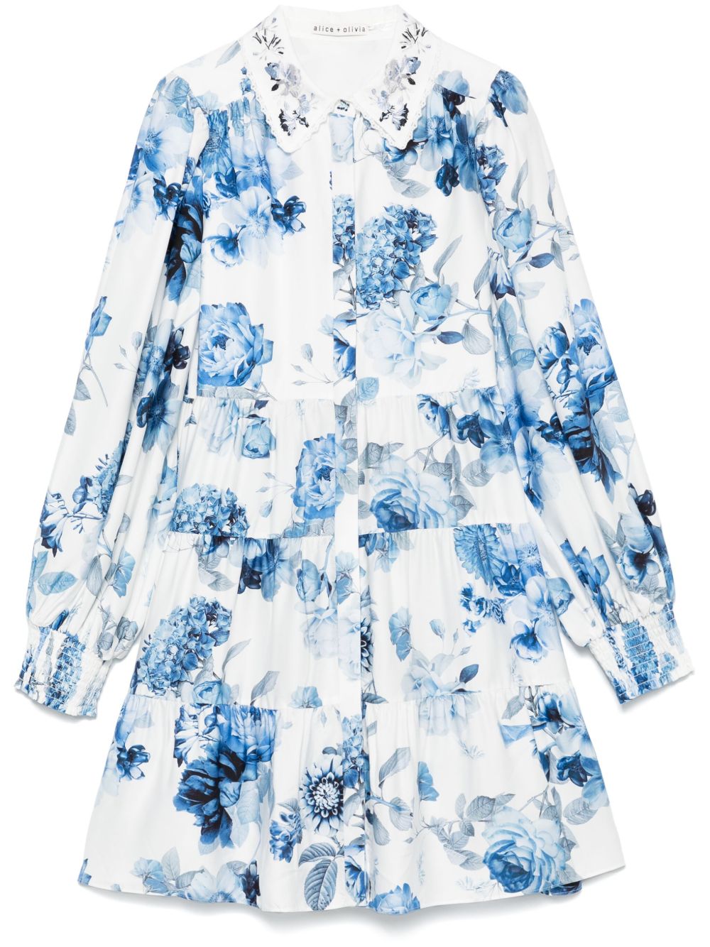 ALICE + OLIVIA Floral Mini Dress with Concealed Buttons