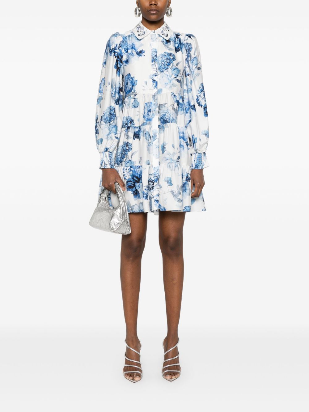 ALICE + OLIVIA Floral Mini Dress with Concealed Buttons