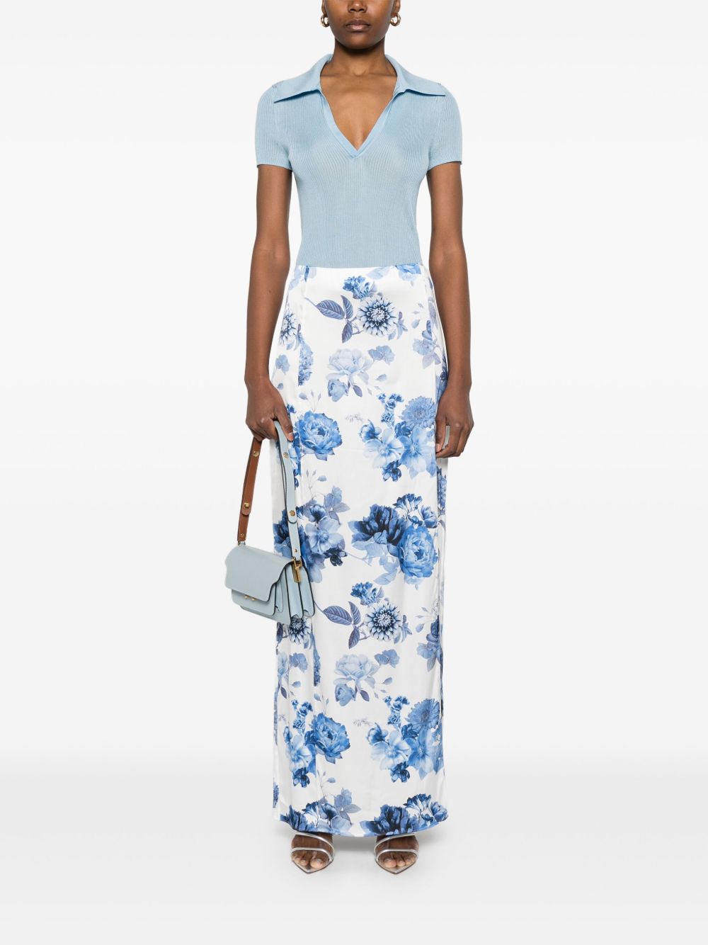 ALICE + OLIVIA Floral Printed Long Skirt