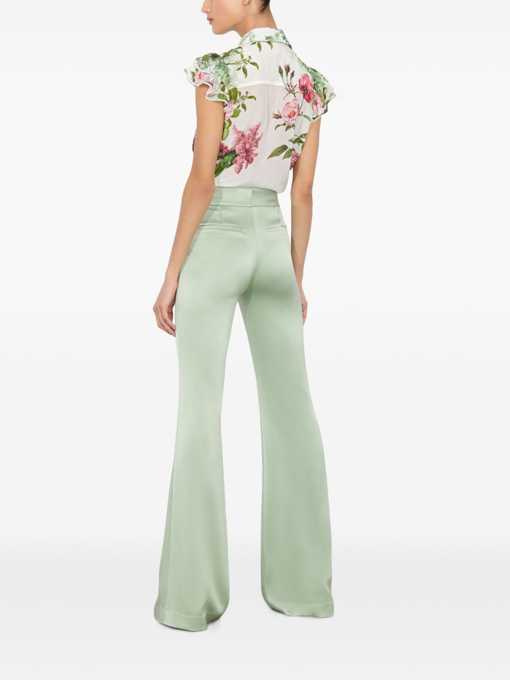 ALICE + OLIVIA Minda Silk Blouse with Ruffled Detailing