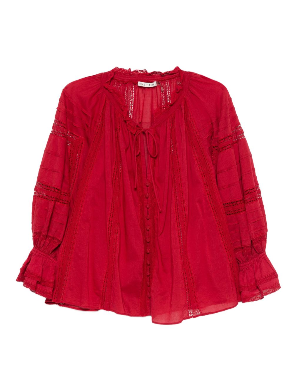 ALICE + OLIVIA Josephine Cotton Blouse with Lace Detailing - Women's