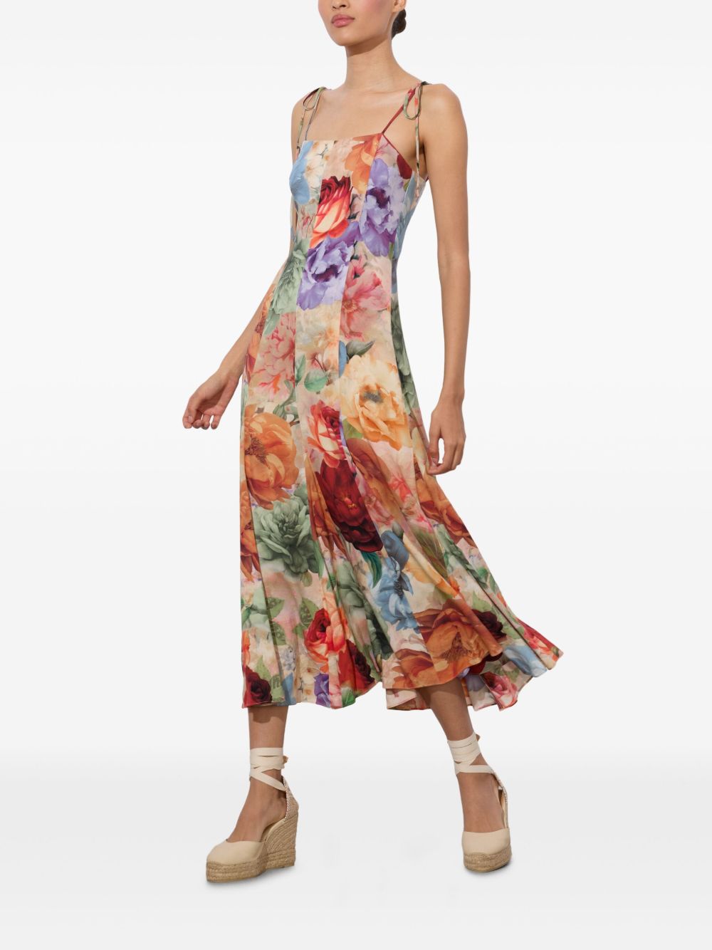 ALICE + OLIVIA Jeannette Midi Dress with Floral Print
