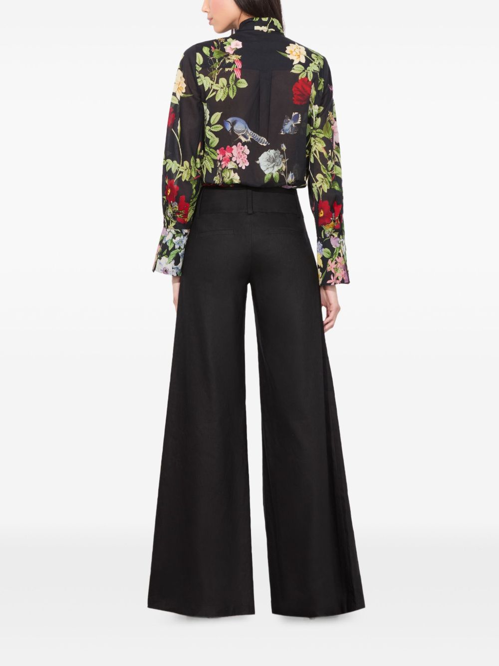 ALICE + OLIVIA Lloyd Floral Print Cotton Blouse with Puff Sleeves