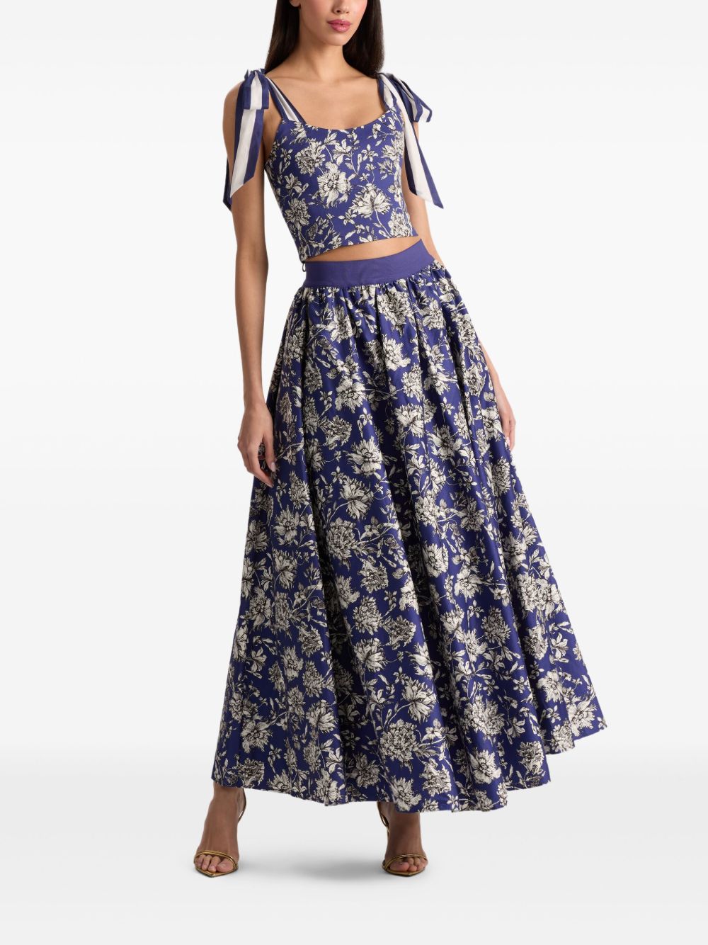 ALICE + OLIVIA Floral Print Cotton Maxi Skirt