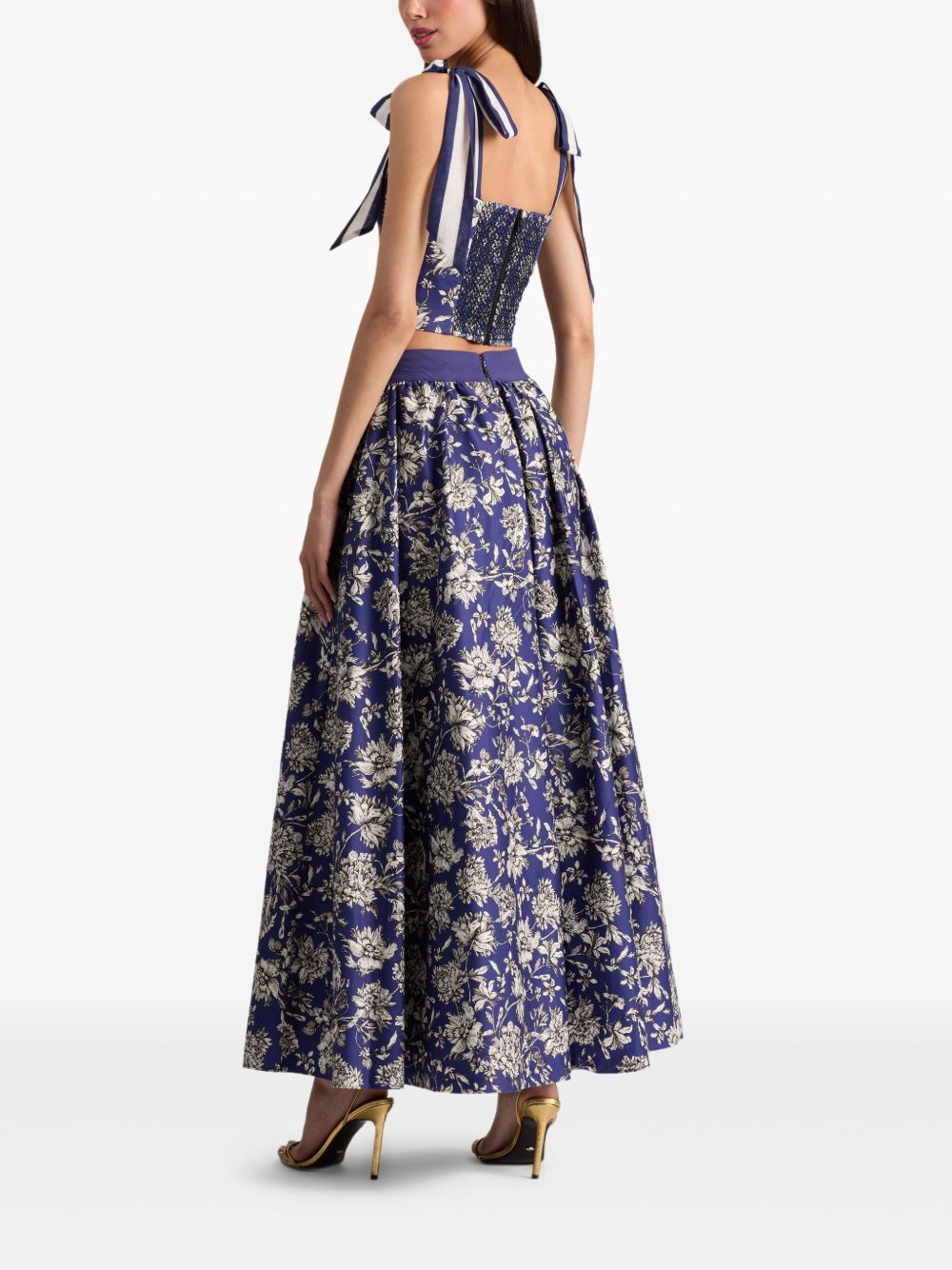 ALICE + OLIVIA Floral Print Cotton Maxi Skirt