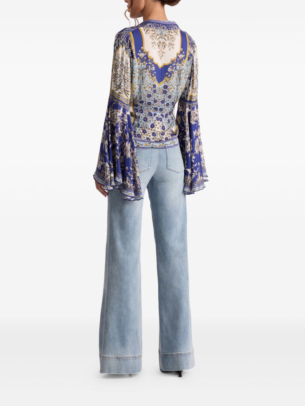 ALICE + OLIVIA Floral Print Bell Sleeve Blouse