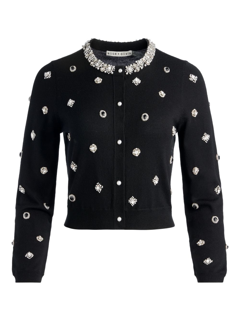 ALICE + OLIVIA Dollie Wool Cardigan with Embellished Collar