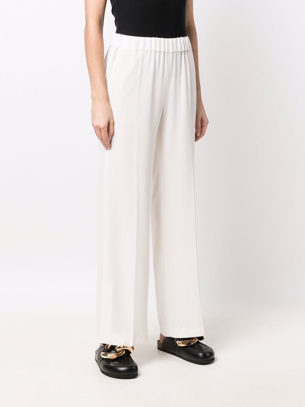 ALBERTO BIANI High-Waisted Wide Leg Trousers with Slit Details