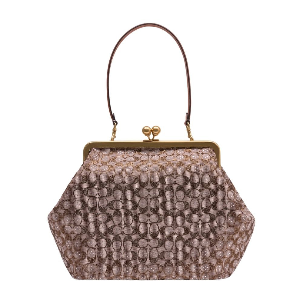 COACH Crystal Signature Large Kisslock Pouch Handbag