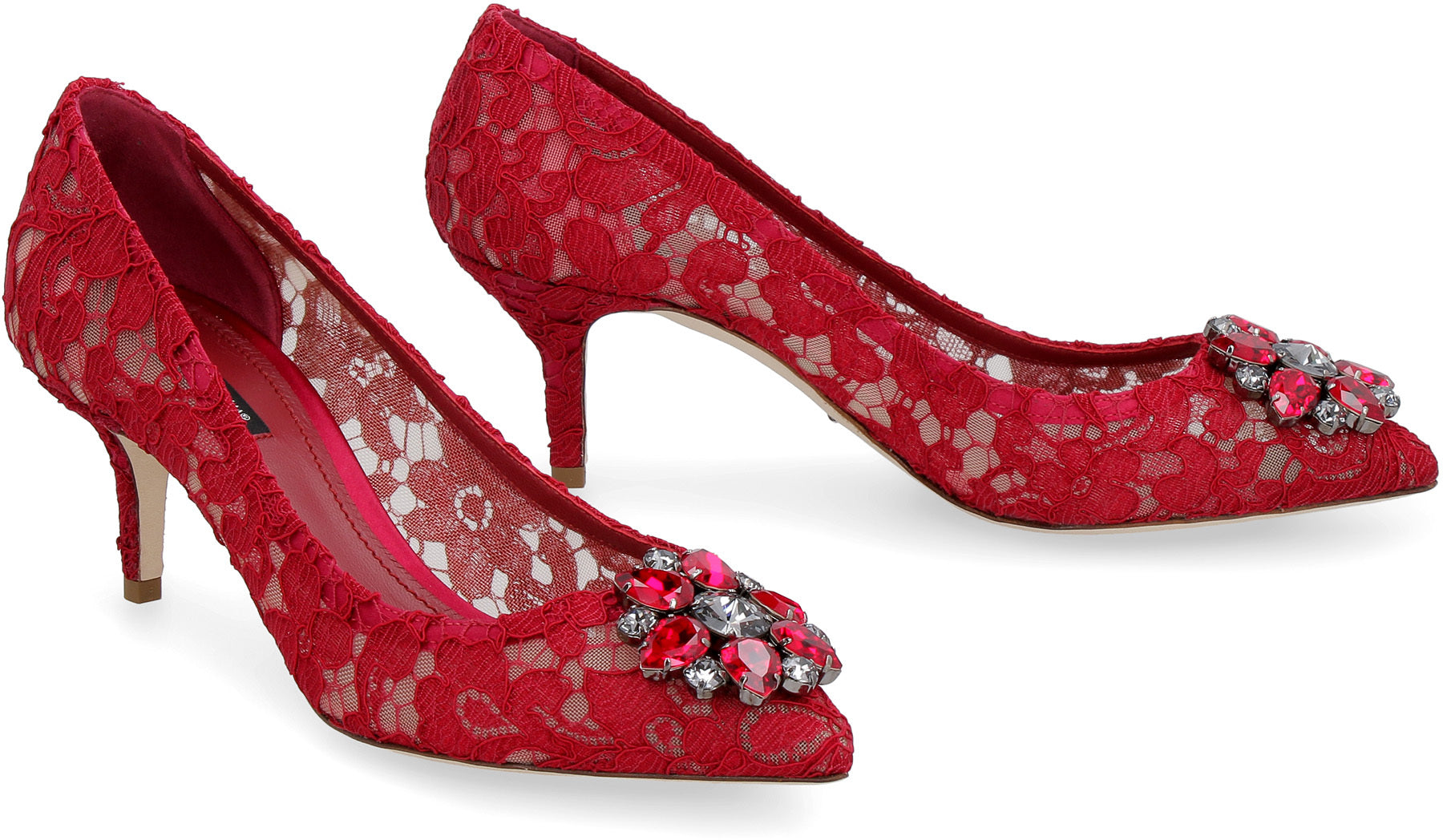 DOLCE & GABBANA Embellished Lace Pump with Kitten Heels