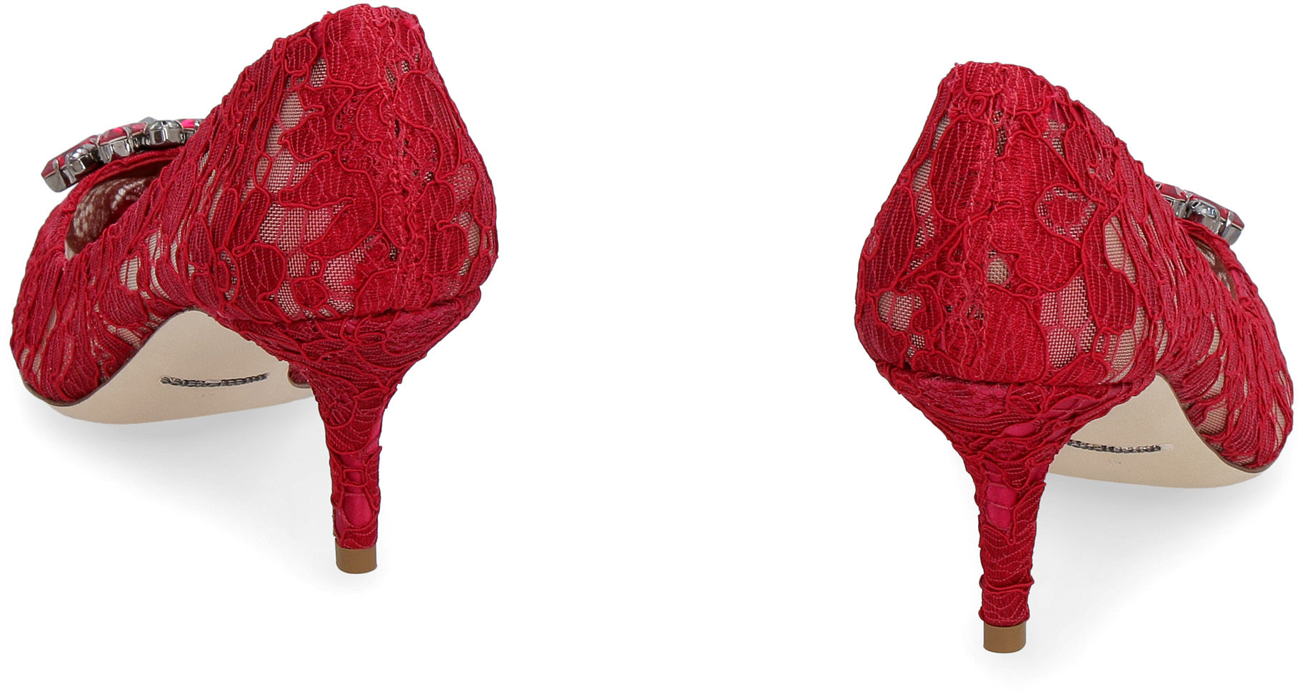DOLCE & GABBANA Embellished Lace Pump with Kitten Heels