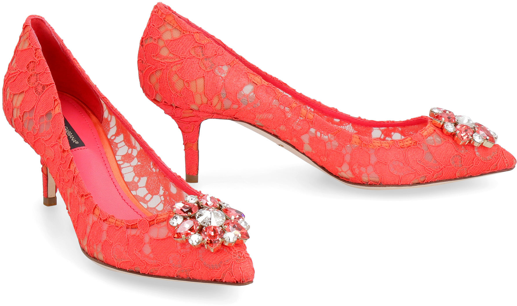 DOLCE & GABBANA Embellished Lace Pump with Kitten Heels