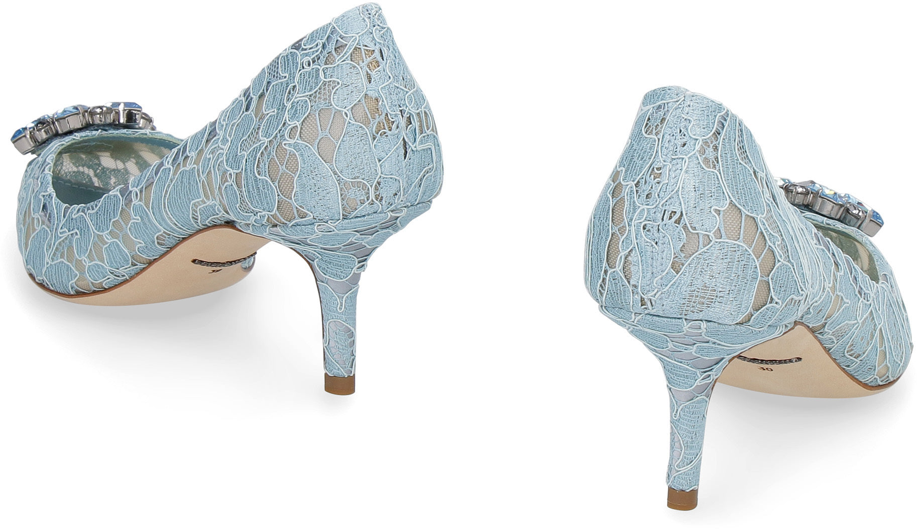 DOLCE & GABBANA Bellucci Lace Pump with Rhinestone Appliqué