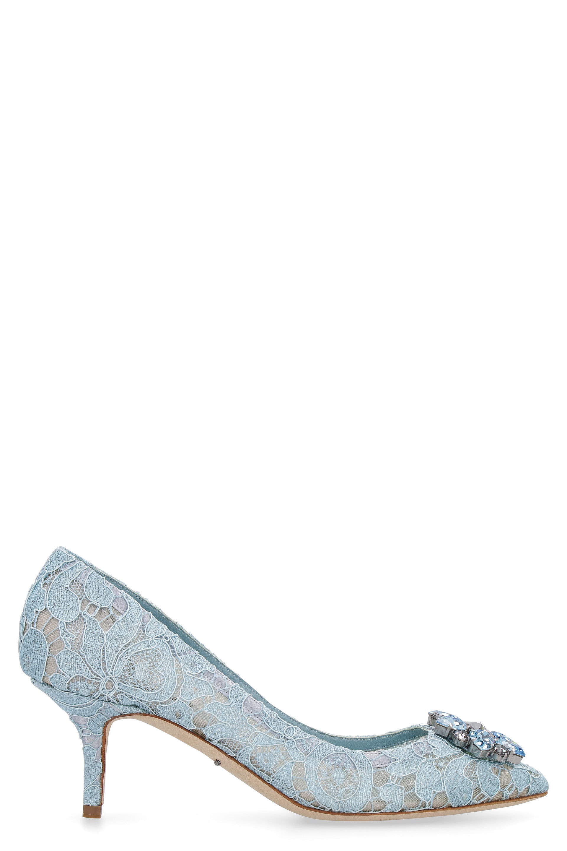 DOLCE & GABBANA Bellucci Lace Pump with Rhinestone Appliqué