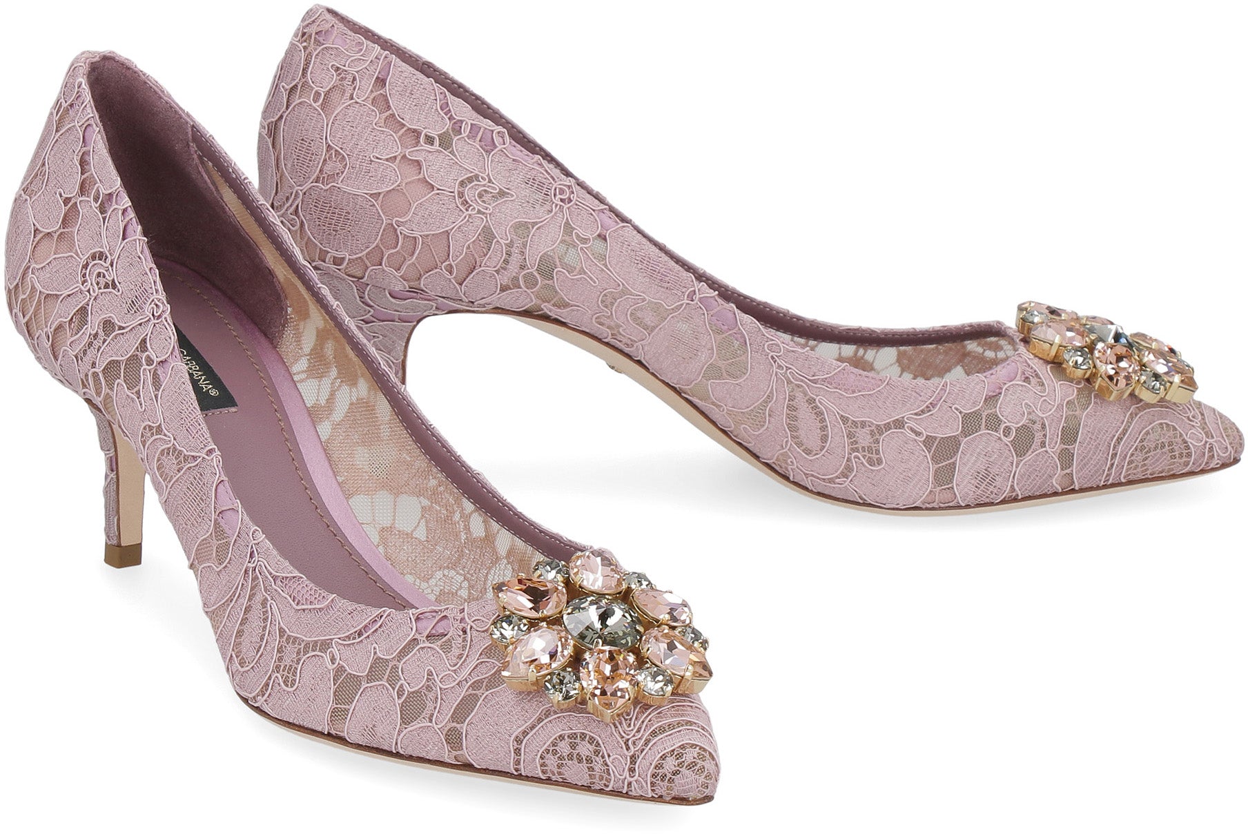 DOLCE & GABBANA Embellished Lace Pumps with Stiletto Heels
