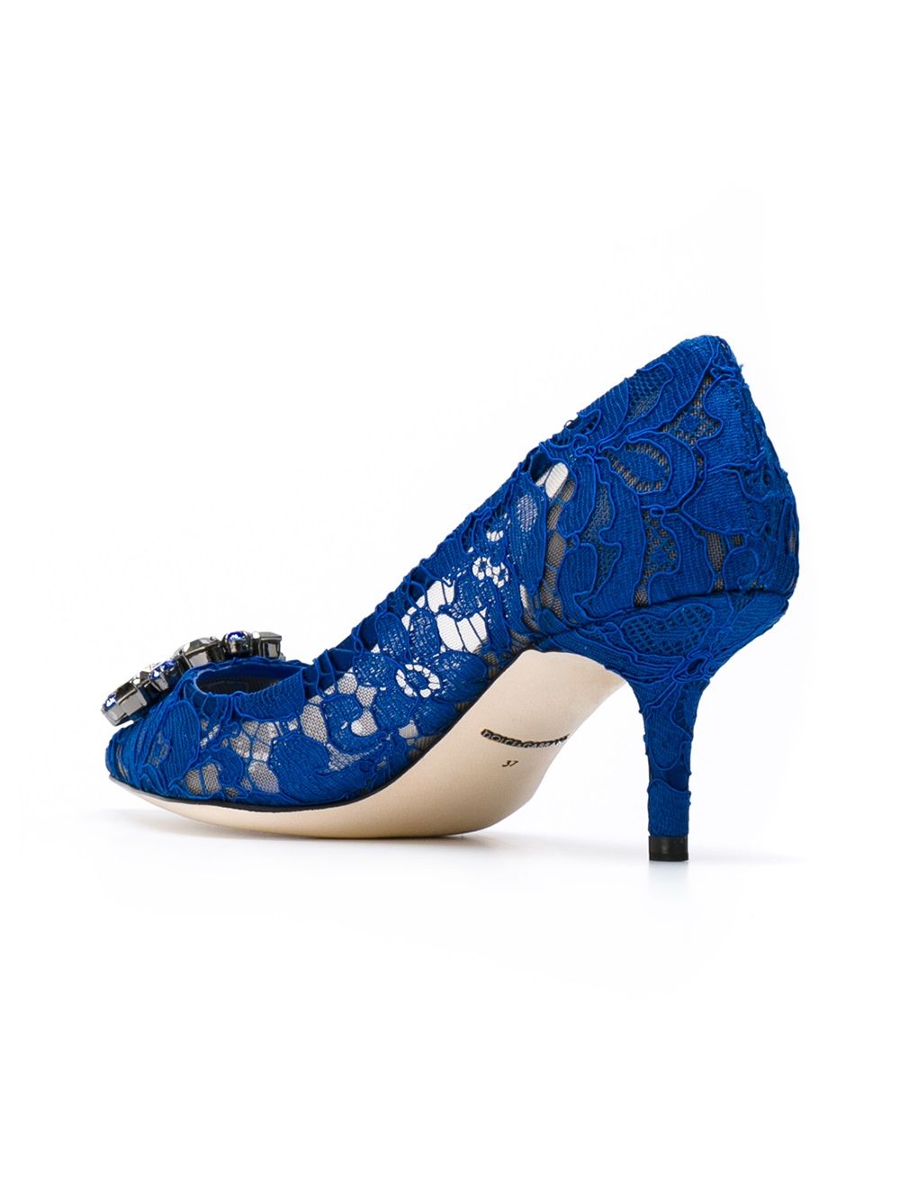 DOLCE & GABBANA Lace Pumps with Sparkling Crystal Detail