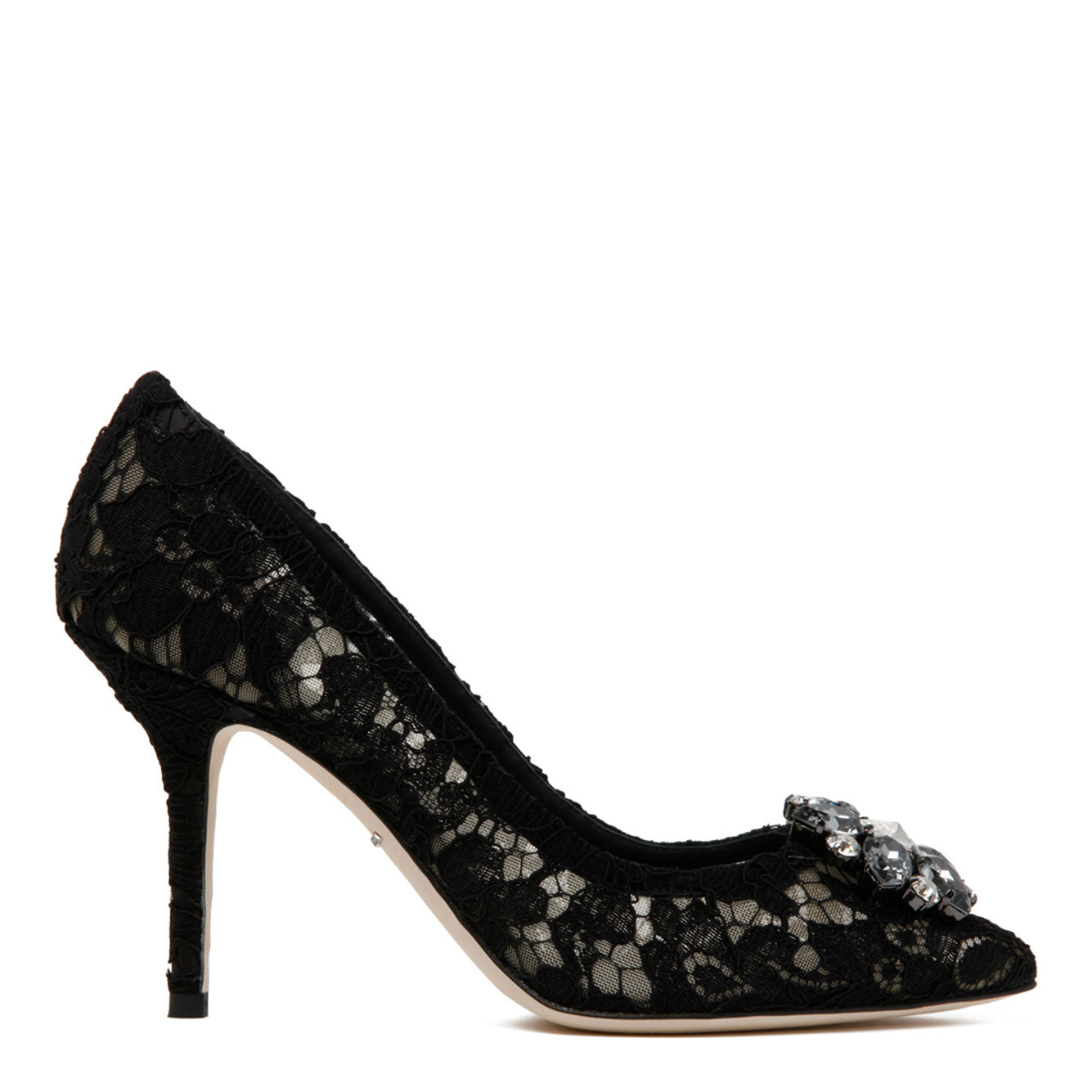 DOLCE & GABBANA Bellucci Lace Pumps with Stunning Brooch Detail - 9 cm Heel