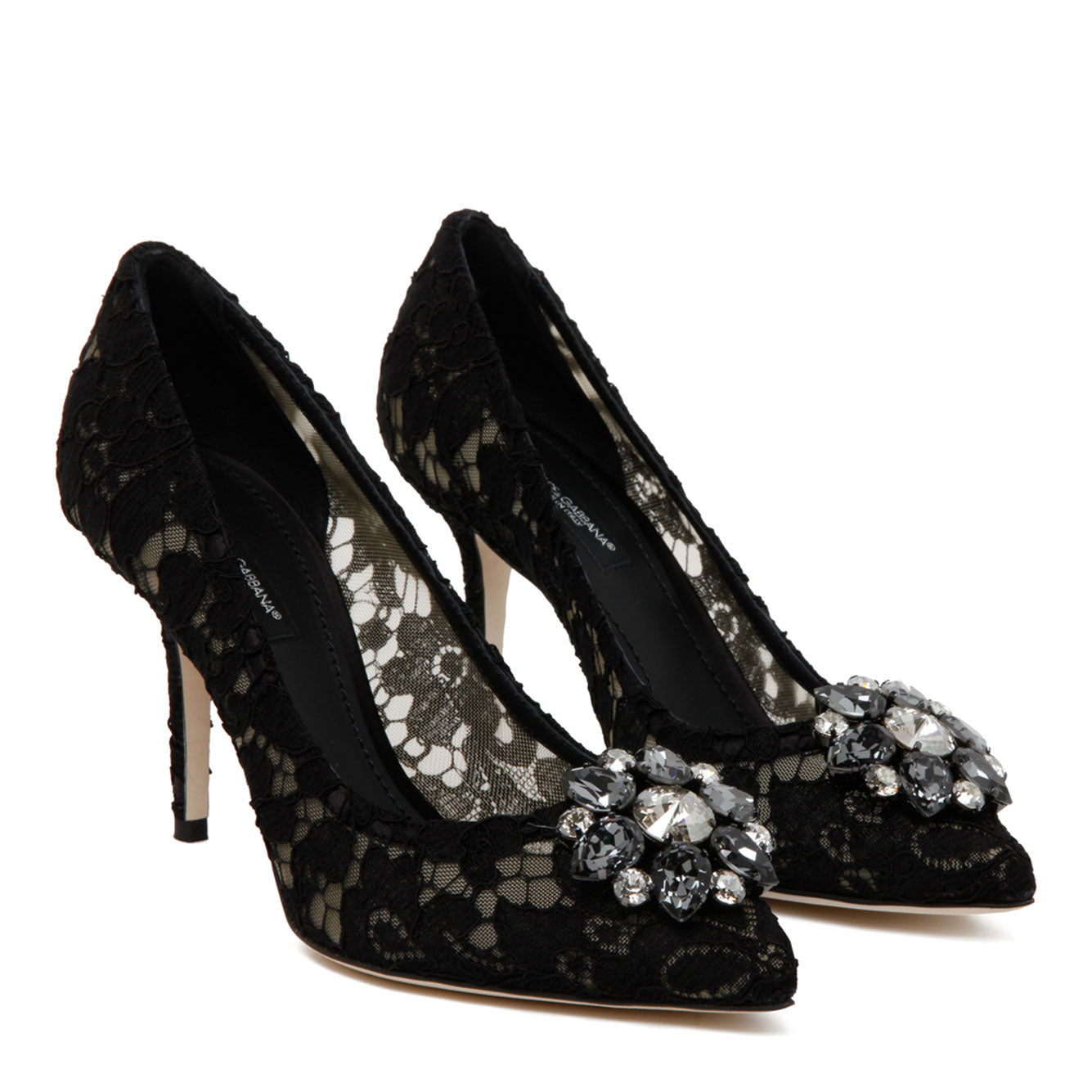 DOLCE & GABBANA Bellucci Lace Pumps with Stunning Brooch Detail - 9 cm Heel