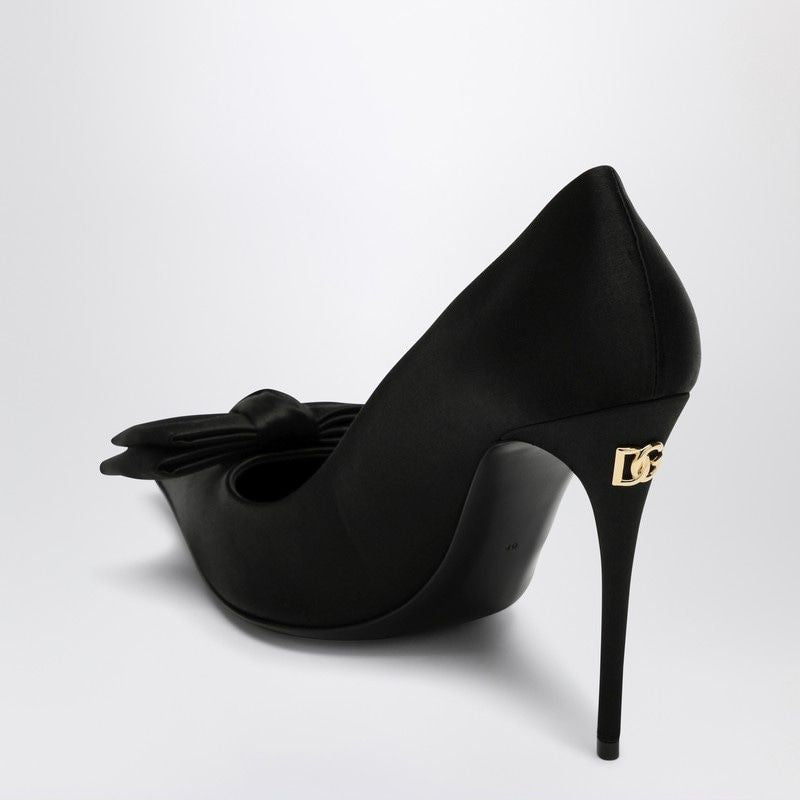 DOLCE & GABBANA Elegant Satin Pumps with Bow Design - Size 8B
