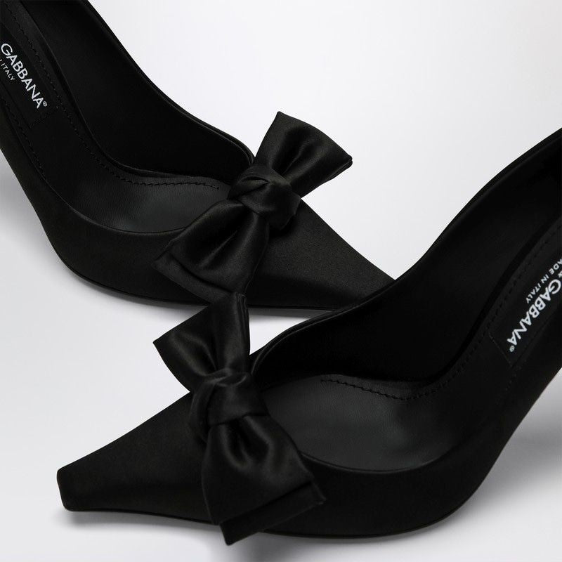 DOLCE & GABBANA Elegant Satin Pumps with Bow Design - Size 8B