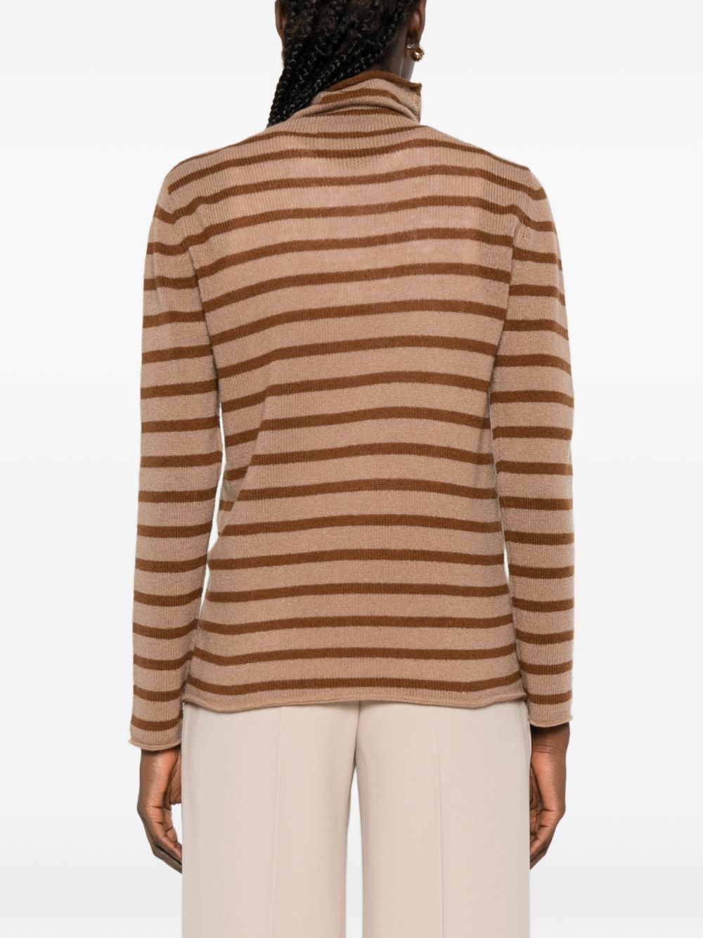 BEYOU Striped Cashmere Turtleneck Sweater for Women