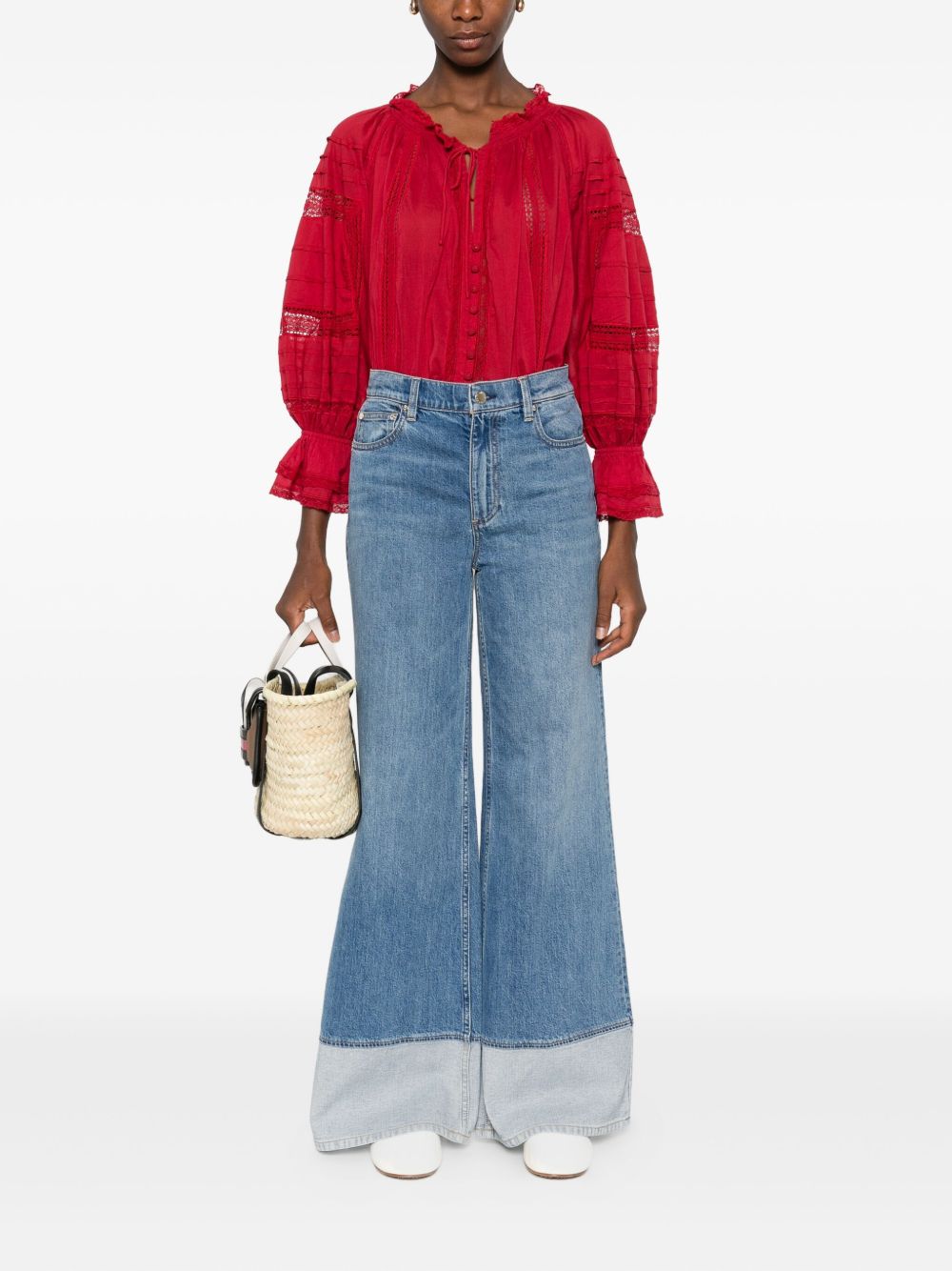 ALICE + OLIVIA Wide-Leg Denim Jeans with Contrast Cuffs