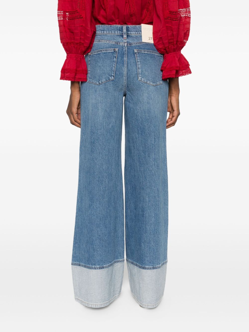 ALICE + OLIVIA Wide-Leg Denim Jeans with Contrast Cuffs