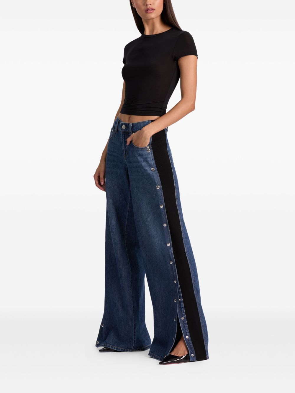 ALICE + OLIVIA Button-Detail Cotton Panel Pants
