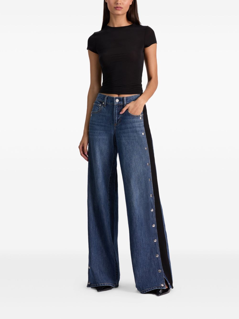 ALICE + OLIVIA Button-Detail Cotton Panel Pants
