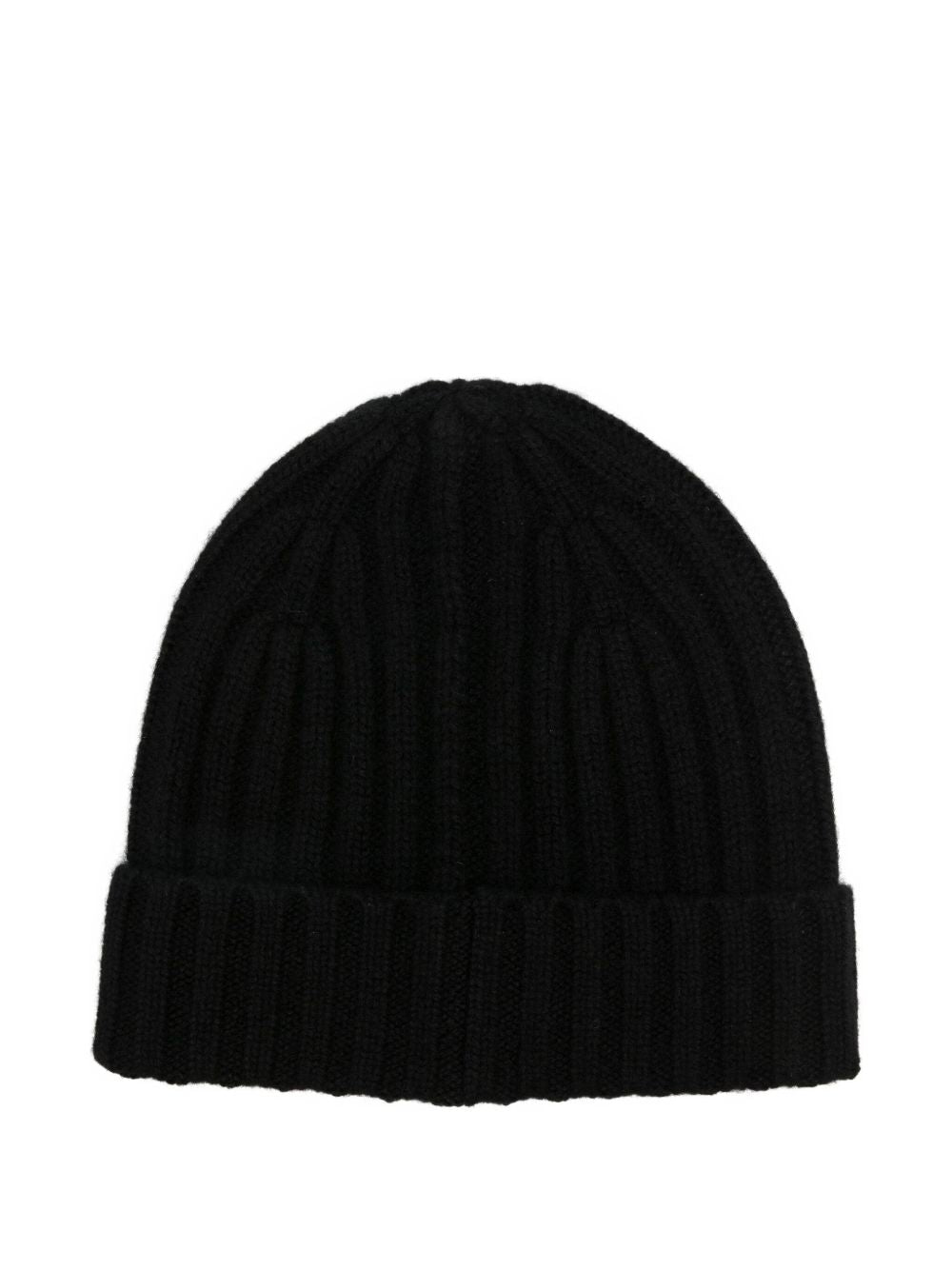 BEYOU Ribbed Knit Cashmere Beanie with Turn-Up Brim