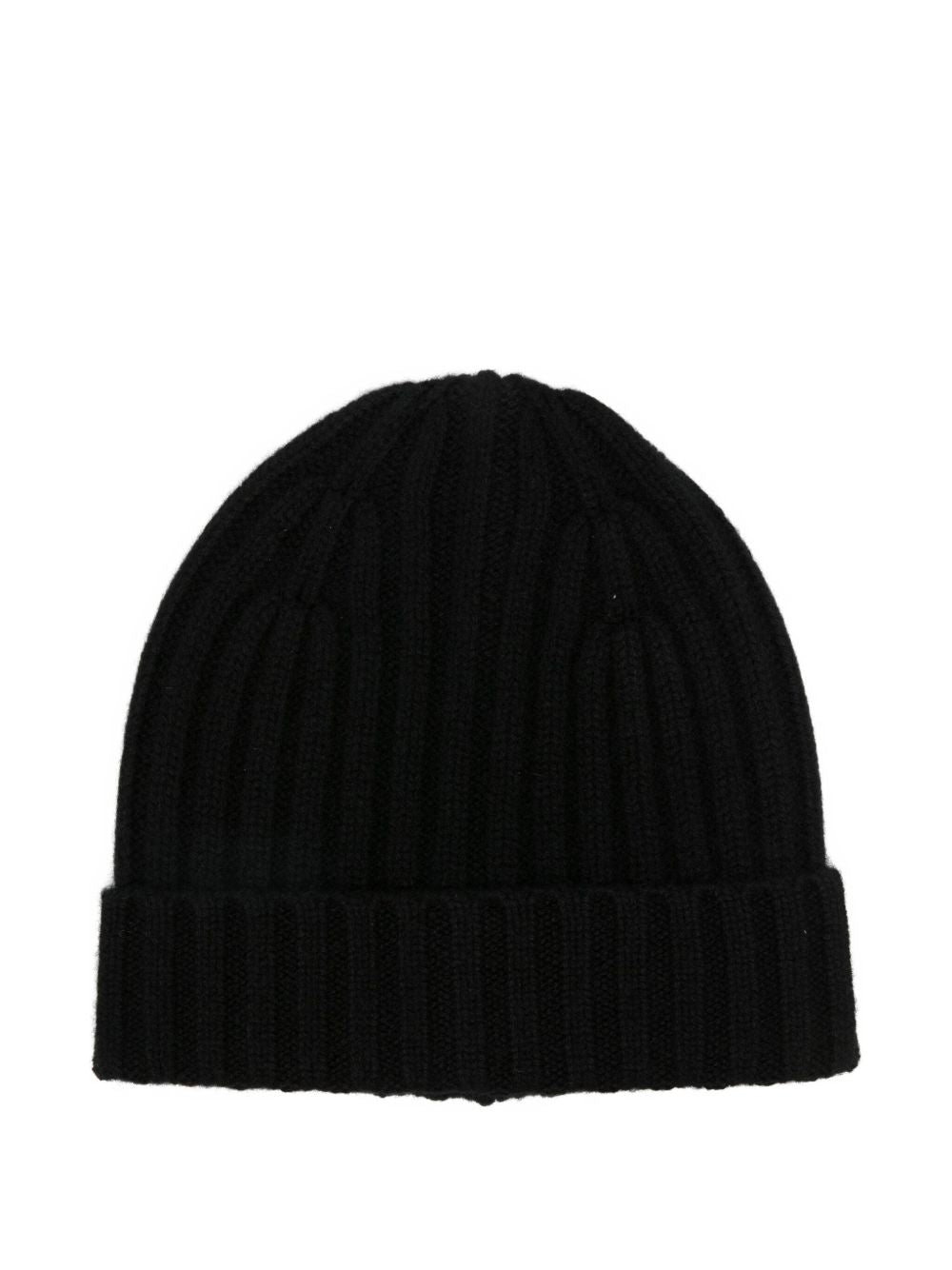 BEYOU Ribbed Knit Cashmere Beanie with Turn-Up Brim